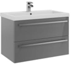 Classic 600mm Wall Mounted Unit & Ceramic Basin - Grey Storm