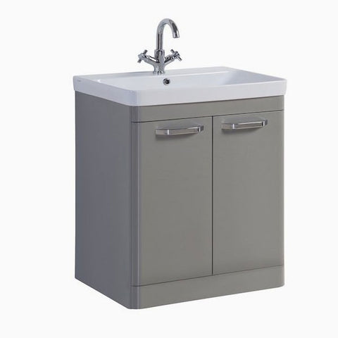 Elegant 800mm Floor Standing Unit 2 Door Unit & Ceramic Basin - Basalt Grey