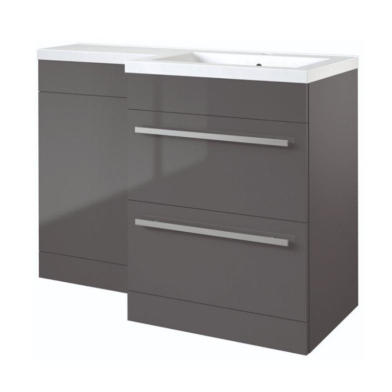 Ideal 2 Drawer L-Shaped Furniture Pack 1100mm - Grey Gloss