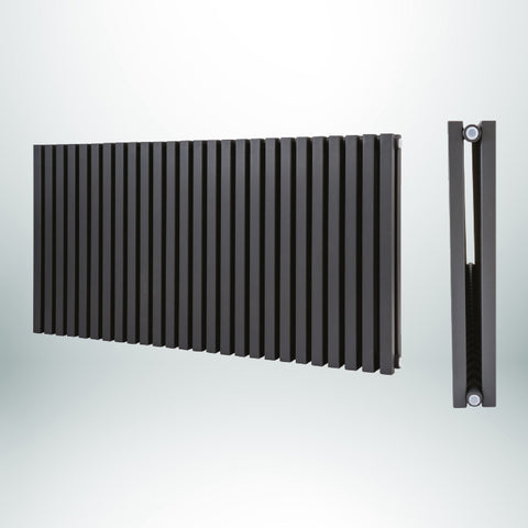 Aquarius Double Horizontal Anthracite 600mm(H) x 800mm(W) Designer Radiator