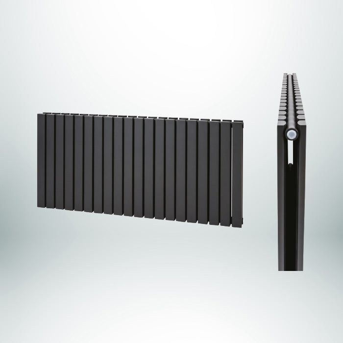 DRACO Flat Profile (D-Shape) Double Horizontal Anthracite 600mm(H) x 800mm(W) Designer Radiator
