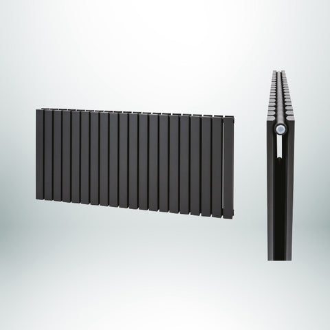 DRACO Flat Profile (D-Shape) Double Horizontal Anthracite 600mm(H) x 800mm(W) Designer Radiator