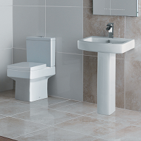 Modern Embrace Square Basin + Pedestal - 1 Tap Hole