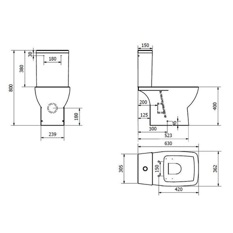 Evoque Close Coupled Toilet With Soft Close Seat