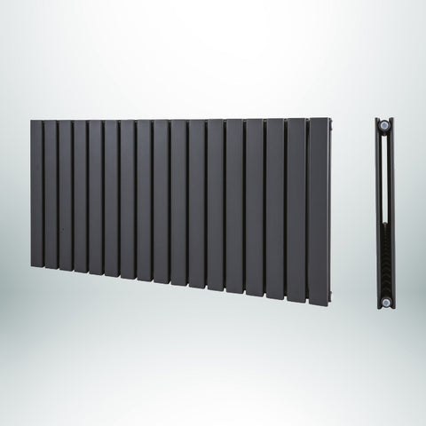 HYDRA Double Horizontal Anthracite 600mm(H) x 1212mm(W) Designer Radiator