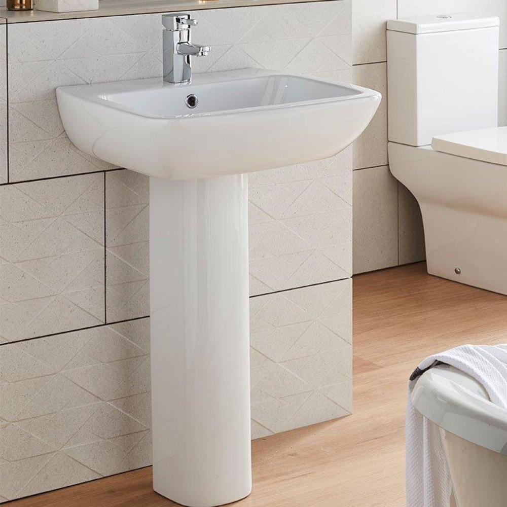 Modern Korsika Square Basin + Pedestal - 1 Tap Hole