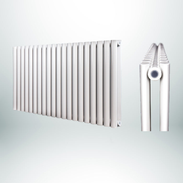 Vela Double Horizontal White 600mm(H) x 960mm(W) Designer Radiator